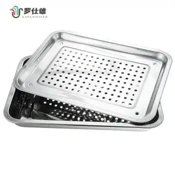 饺子盘沥水不锈钢漏盘长方形茶盘托盘家用饺子沥水盘漏油盘过滤漏水沥