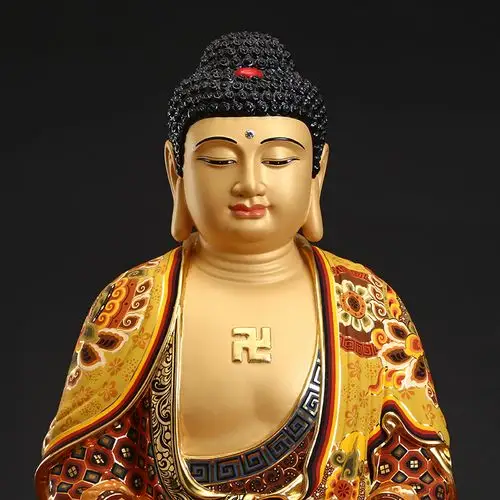 佛像台湾手工彩绘释迦牟尼药师纯铜如来佛阿弥陀三宝摆件