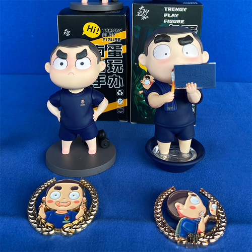 火焰蓝卡通消防员公仔摆件卤蛋手办车载摆件玩偶消防纪念品盲盒