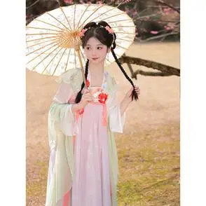 唐制齐胸襦裙汉服女2024新款柒玥瑾原创满园春色春季日常古装