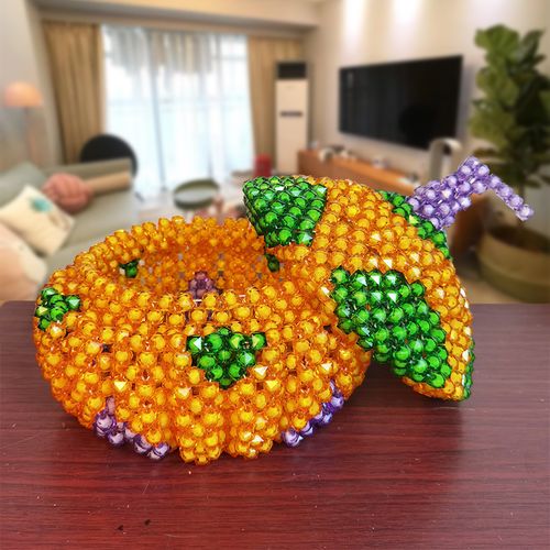 手工串珠南瓜盒创意简约家用糖果零食收纳盒家居饰品摆件精致