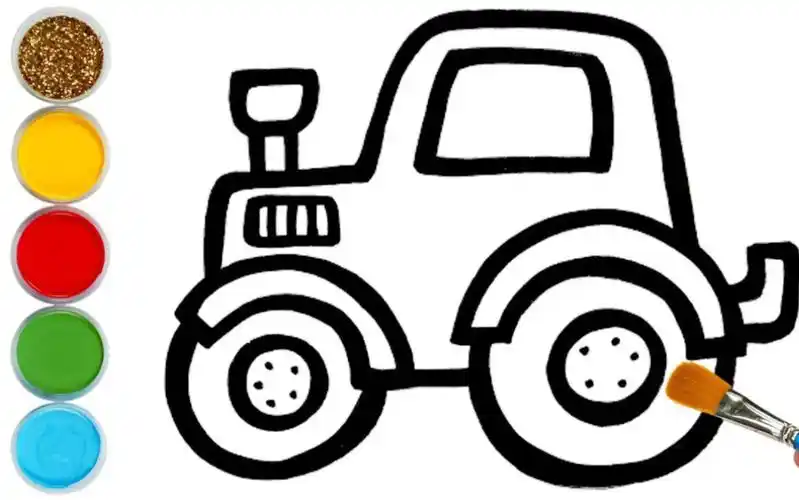 宝宝画拖拉机简笔画,看看是怎样涂色亲子绘画幼儿早教颜色启蒙
