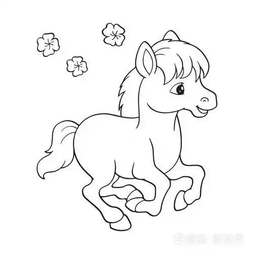 可爱的卡通马在白色背景为儿童版画, t恤, 彩色书, 有趣和友好的性格