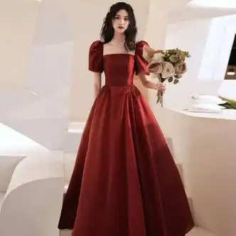 eyzr敬酒服新娘酒红色高级感结婚礼服在逃公主订婚裙小个子孕妇可穿夏