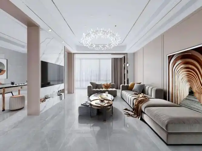 裕景陶瓷新品7501500mm通体大理石瓷砖自然石纹装修效果图