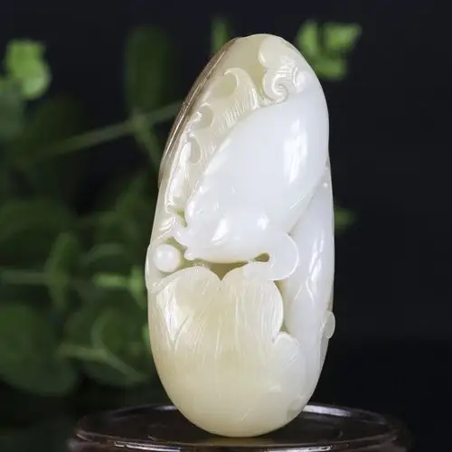 和田玉羊脂玉手把件 连年有余 重量124.46g - 阿里拍卖