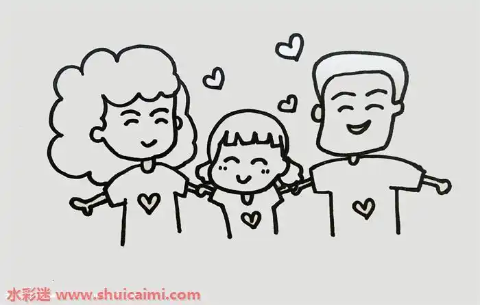 一家三口怎么画一家三口简笔画步骤