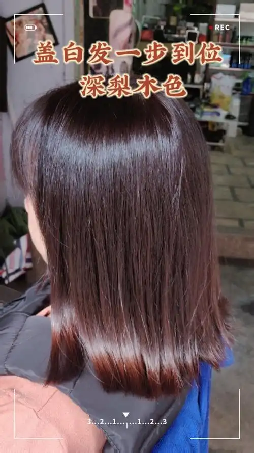 盖白发一步到位深梨木色