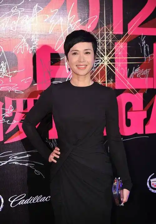 蒋雯丽穿衣保守却很美,黑色礼服裙显好身材,斜刘海短发真精神_女性