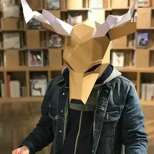 万圣节可爱鹿头套纸模动物头套创意手工diy搞怪成人面具演出道具