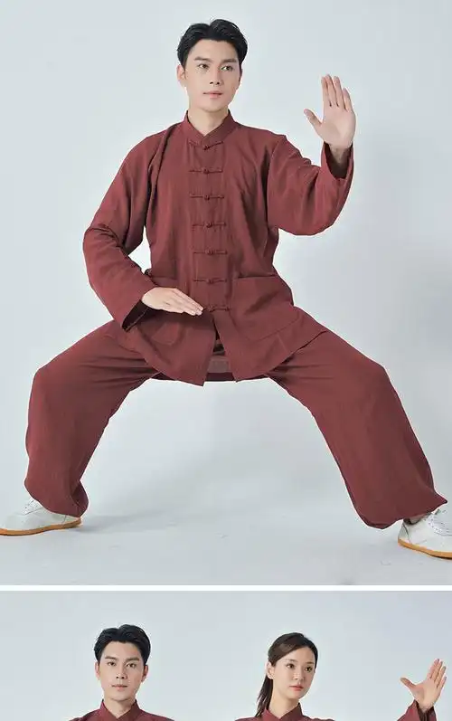 太极服亚麻2022春夏新款飘逸透气吸汗中老年晨练练功服太极拳服装小和