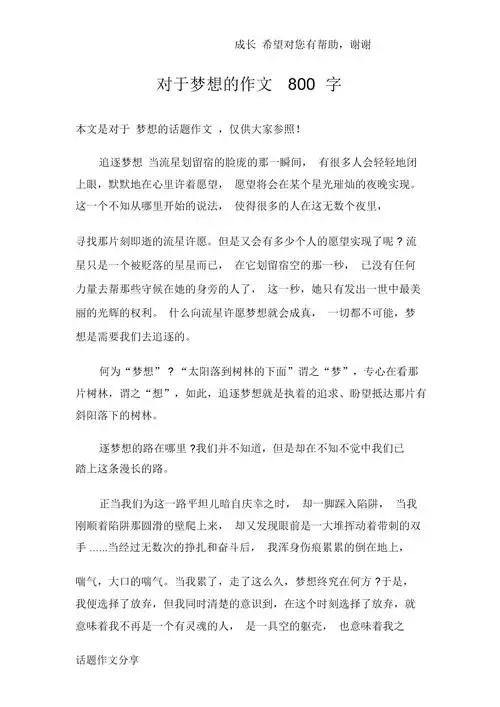 关于梦想的作文800字.docx