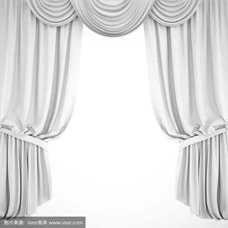 3d渲染白色舞台幕布上的白色背景