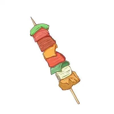 彩色卡通手绘烧烤烤串美食素材原创插画海报