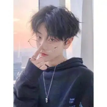 假发男短发韩版帅气男生中分发型仿真发丝蓬松自然头套男 浅棕色 护理