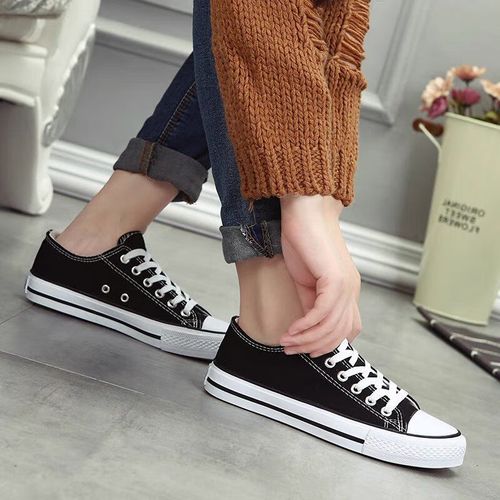 学生穿的平板鞋女生中学生低帮帆布鞋女童鞋子春秋新款儿童洋气学生