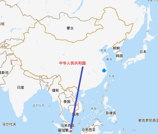 在地图上新加坡到中国你看这样行不行
