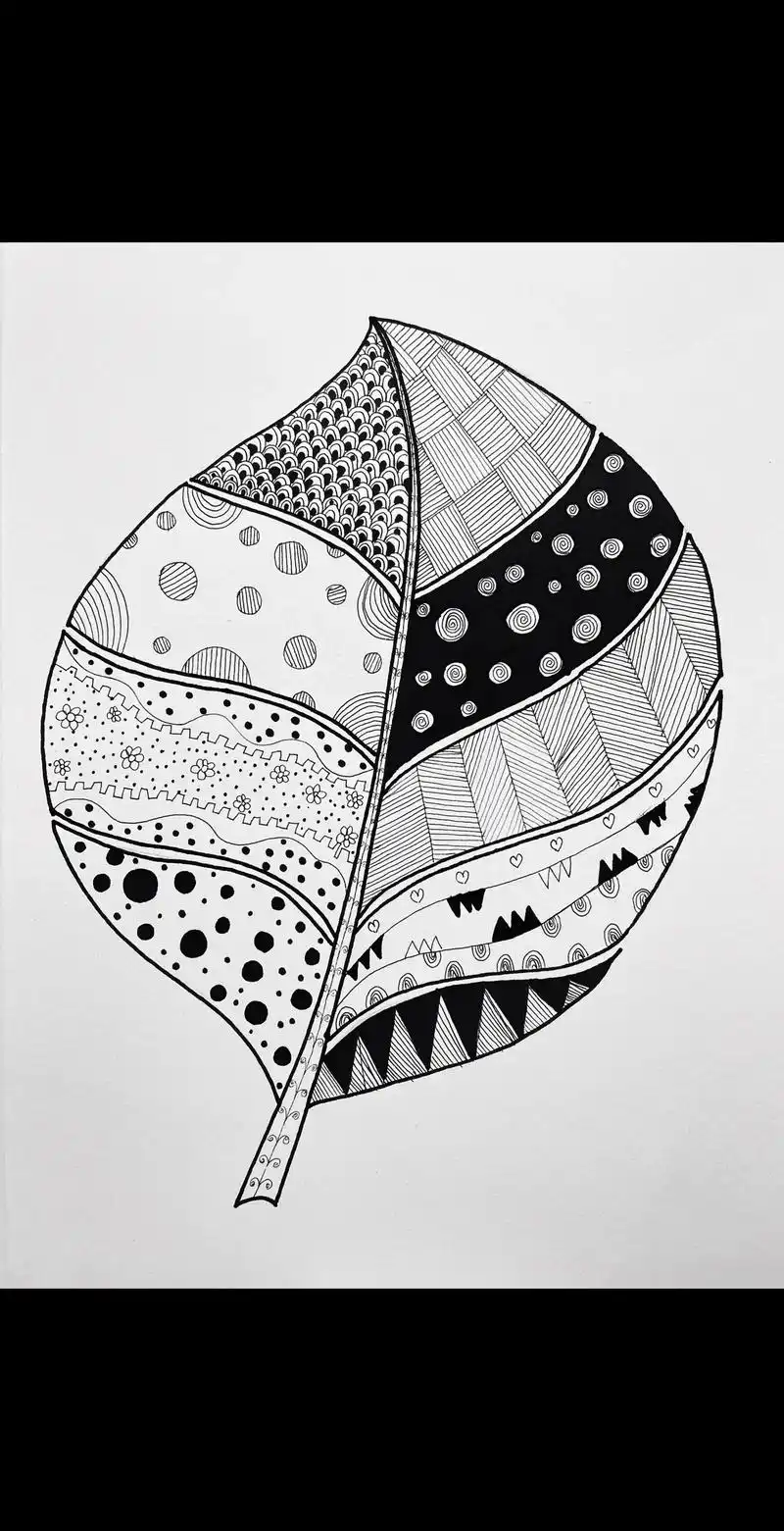 黑白线描/树叶.94秋天适合思念,但冬天更适合见面 #黑白线 - 抖音