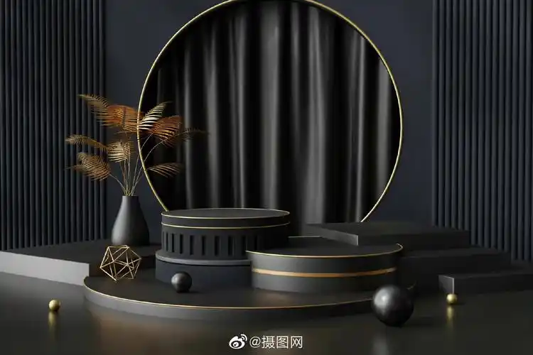 3d建模黑金色系电商展台背景图高级感拿捏了