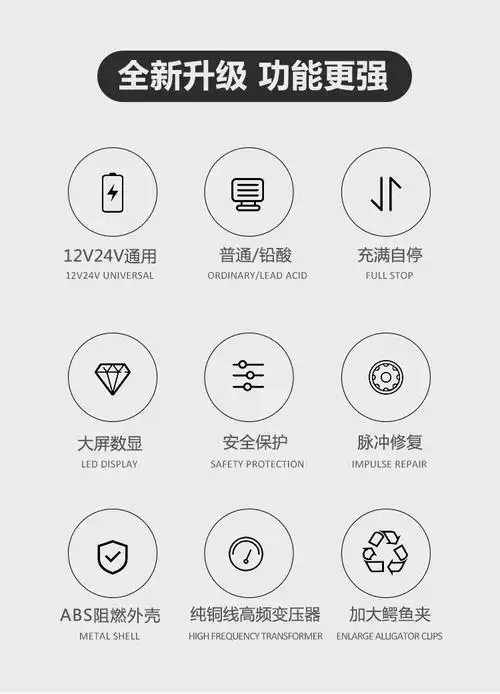 车用十二伏蓄电池汽车电瓶充电器12v10a智能全自动纯铜大功率通用激活