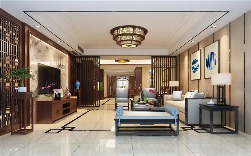 中式风格三室二厅装修设计效果图