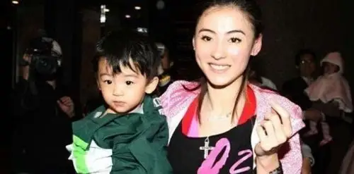 张柏芝三胎儿子正面照曝光终于知道谁是爸爸了与他太像