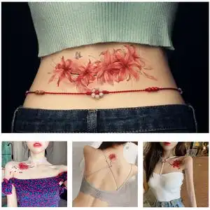 彼岸花纹身贴腰
