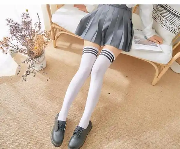 过膝丝袜日系萝莉学生白色丝袜女长筒袜防勾丝大腿袜 80cm白色 均码
