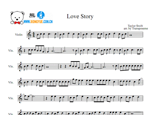 乐谱中心 乐谱 欧美流行音乐taylor swift love story小提琴独奏谱