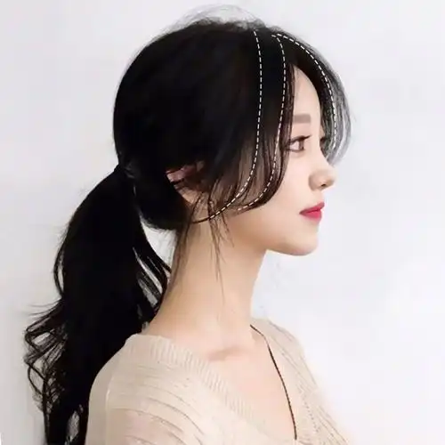 假发女侧分八字刘海片逼真自然龙须留海隐形网红中分空气刘海接发