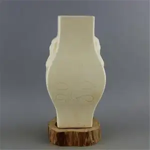 宋定窑白釉开片四方瓶 仿古做旧出土瓷器 古玩古董收藏 易定落款