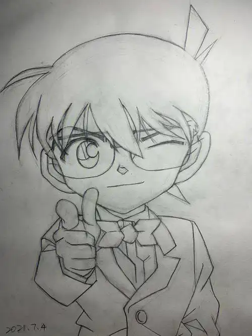 手绘名侦探柯南柯南线稿步骤