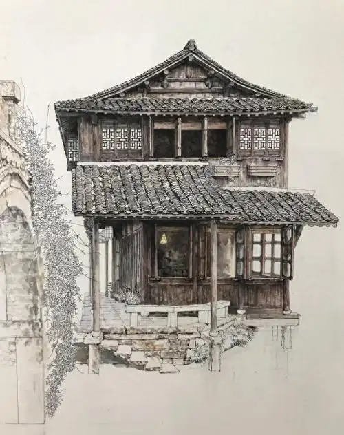 水彩古建筑之美,古色古色!