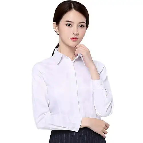 春秋职业装白衬衫女长袖女士正装工作服套装大码白色衬衣修身工装
