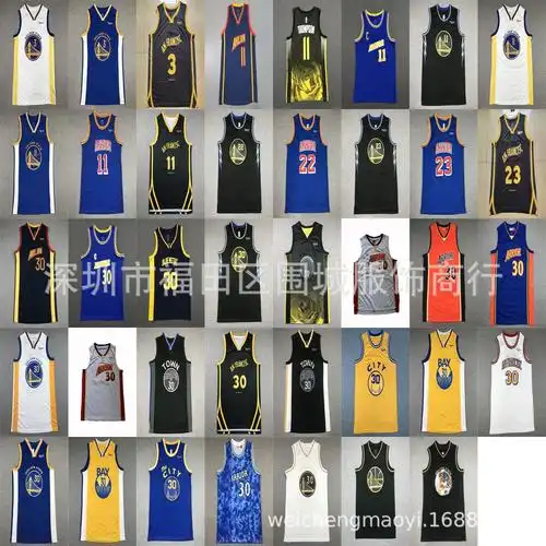 勇士队篮球服 保罗 汤普森 维金斯 库里 刺绣球衣一件代发ebay