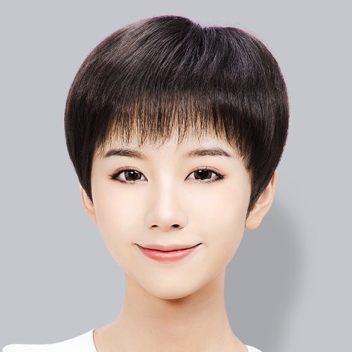 假发女仿真丝妈妈假发短发老年人外翻翘短卷发中老年假发女士老年