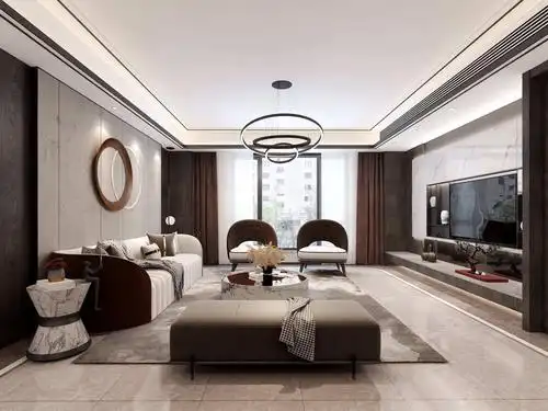 130平方别墅新中式入户玄关装修效果图