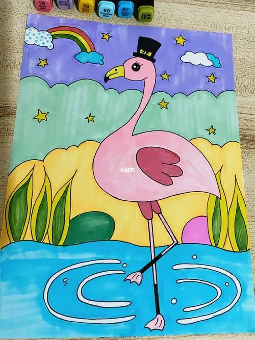 火烈鸟颜料简笔画 简笔画图片大全-蒲城教育文学网