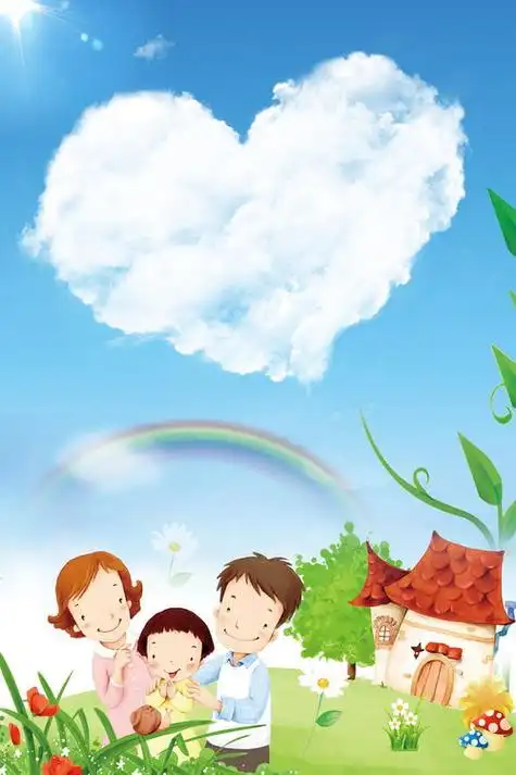 一家三口幸福背影漫画图片大全