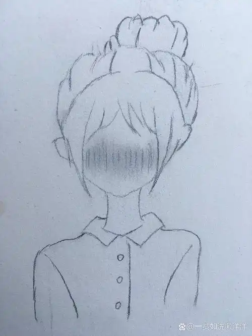 害羞的漫画少女简笔画 (可临幕)