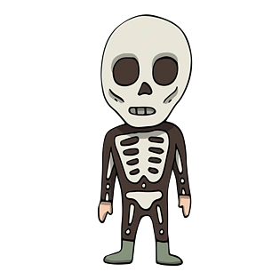 手绘萌系q版万圣节骷髅插画
