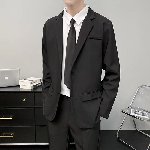 冬季黑色西服套装男士商务休闲西装外套搭配西裤职业正装上班面试