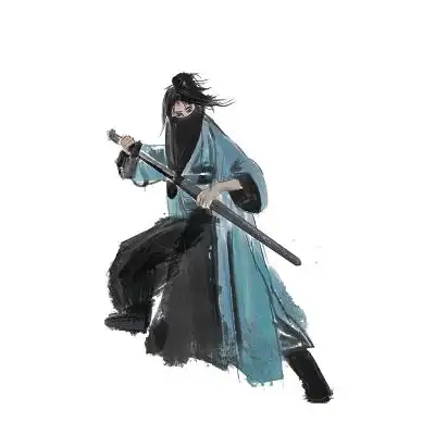 武侠侠客手绘水墨古风人物元素蒙面侠客png素材