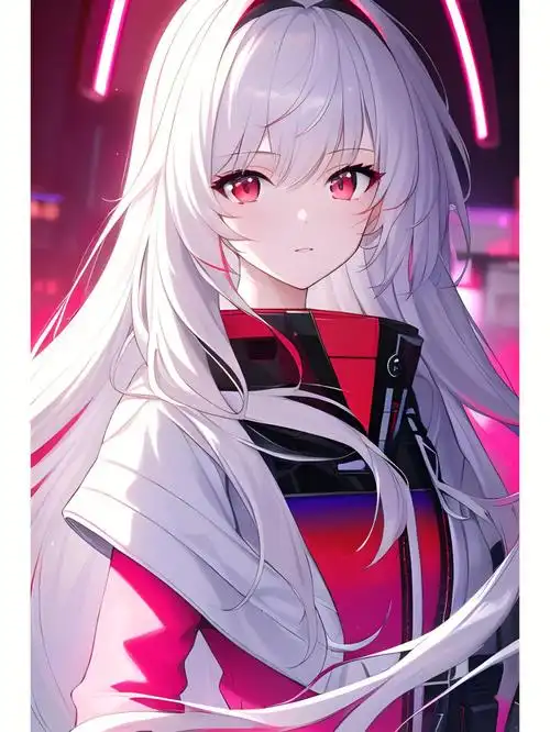 炫酷赛博朋克风女战士动漫二次元绘画人物