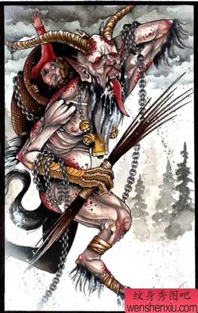 推荐一幅传统鬼神撒旦纹身手稿