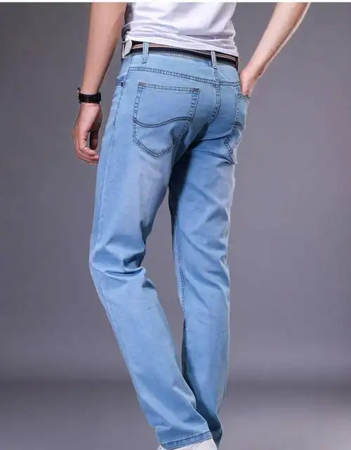 恒源祥 jeans浅蓝色牛仔裤男夏季淡蓝男士休闲品牌淡色裤子 宝蓝色