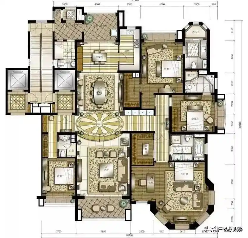 380平米的大平层户型说:一般人推开我主卧的那扇门,嘴巴就成"o"型了!