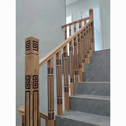 新款现代新中式风实木楼梯扶手立柱阳台阁楼自装环保原木简约护栏