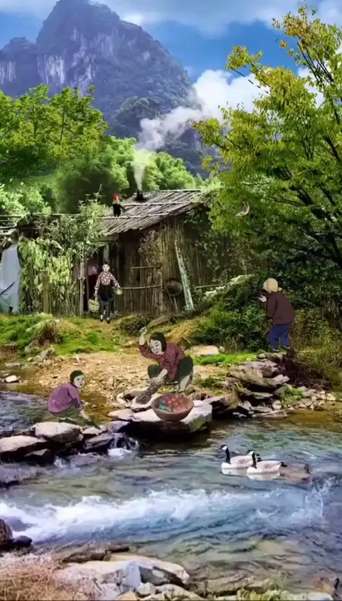 童年回忆#小时候村里的人一大早就到河边洗衣服,那时的河水清澈见底