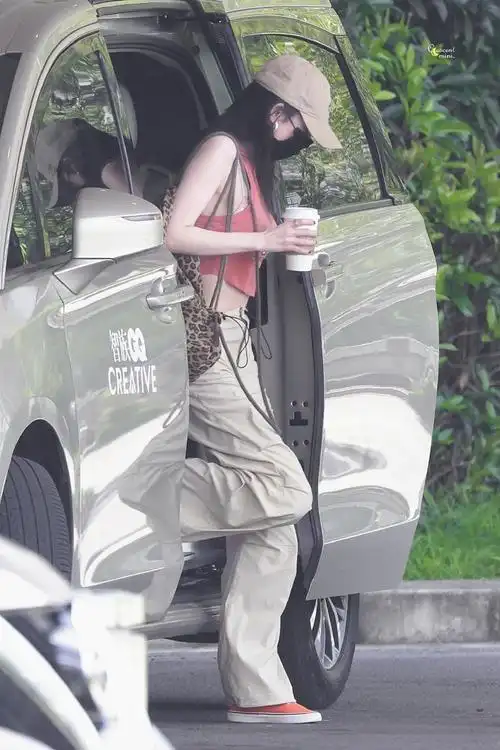 杨幂包上挂狐狸和蜜蜂##杨幂机场露腰